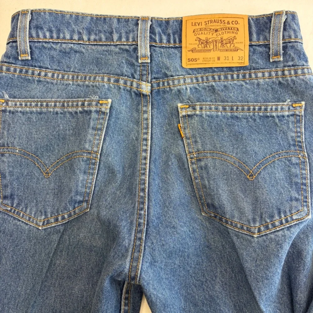 Vintage Levis 505 Orange Tab Jeans Mens Fits 29x28 Made In USA 90s Hemmed